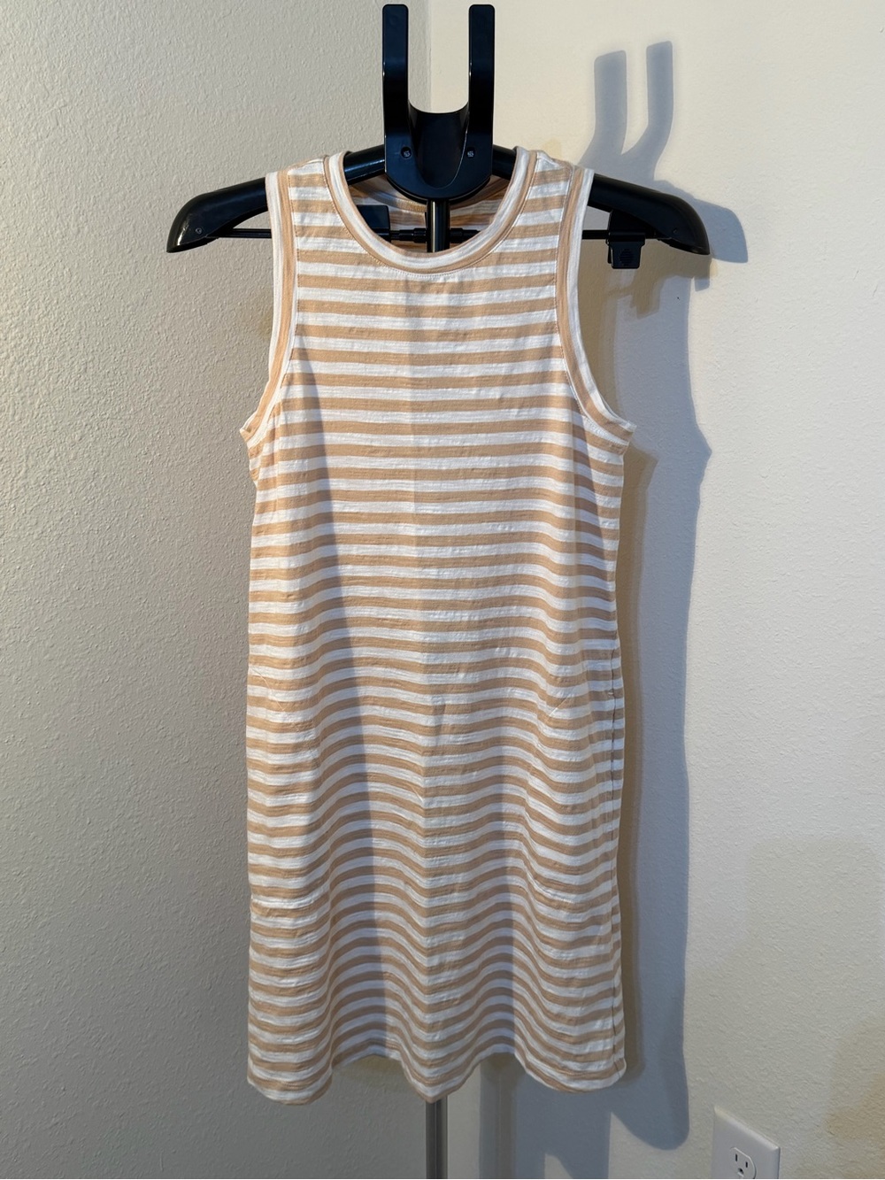 Old Navy Sleeveless Striped Tank Dress in Cream and Tan